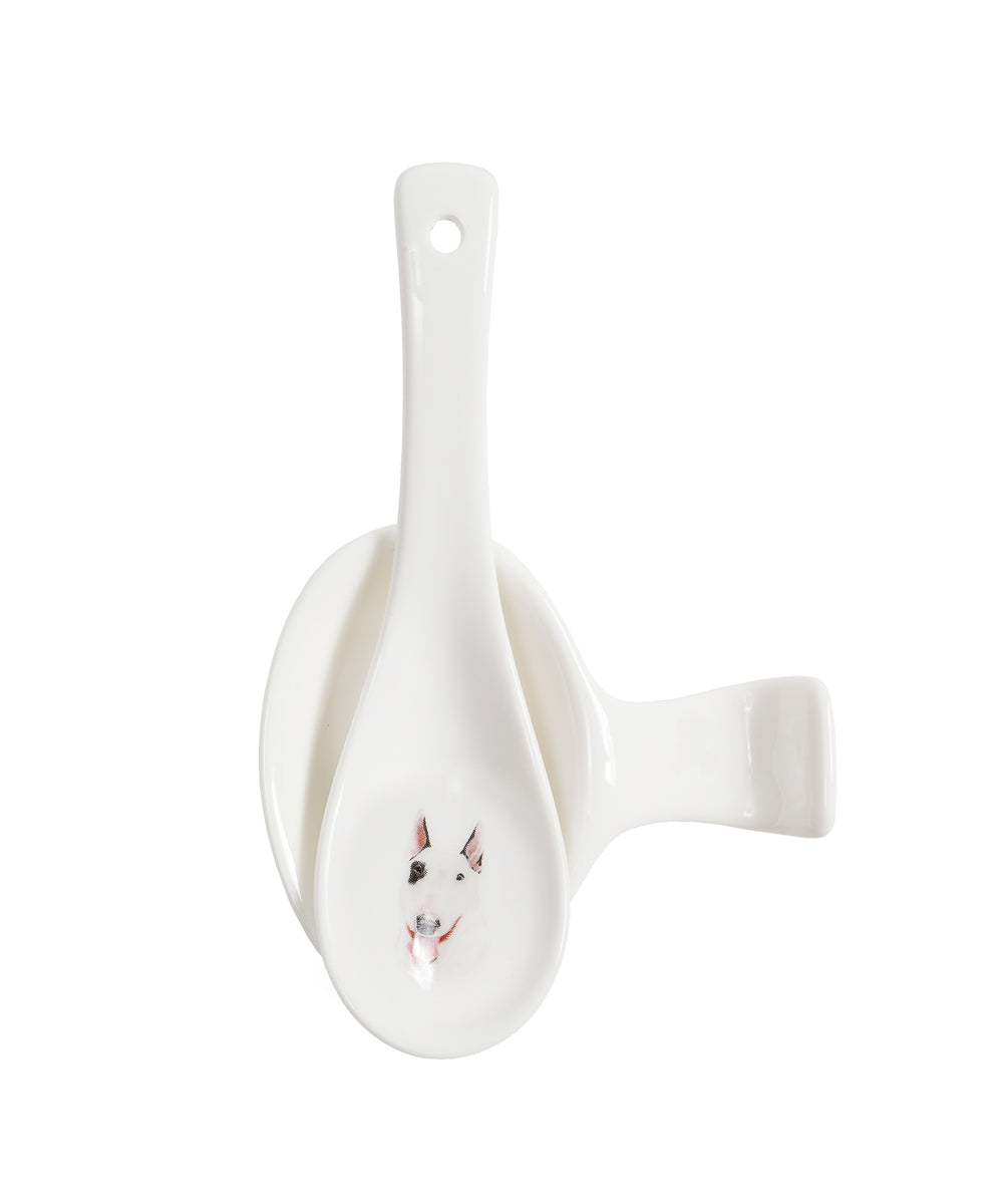 Pet Portrait Porcelain Spoon & Rest Set - Bull Terrier