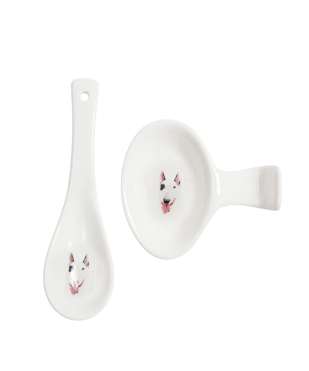 Pet Portrait Porcelain Spoon & Rest Set - Bull Terrier