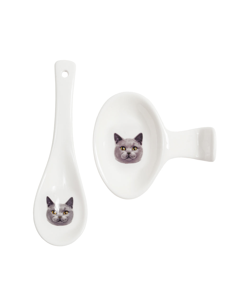 Pet Portrait Porcelain Spoon & Rest Set - Chartreux