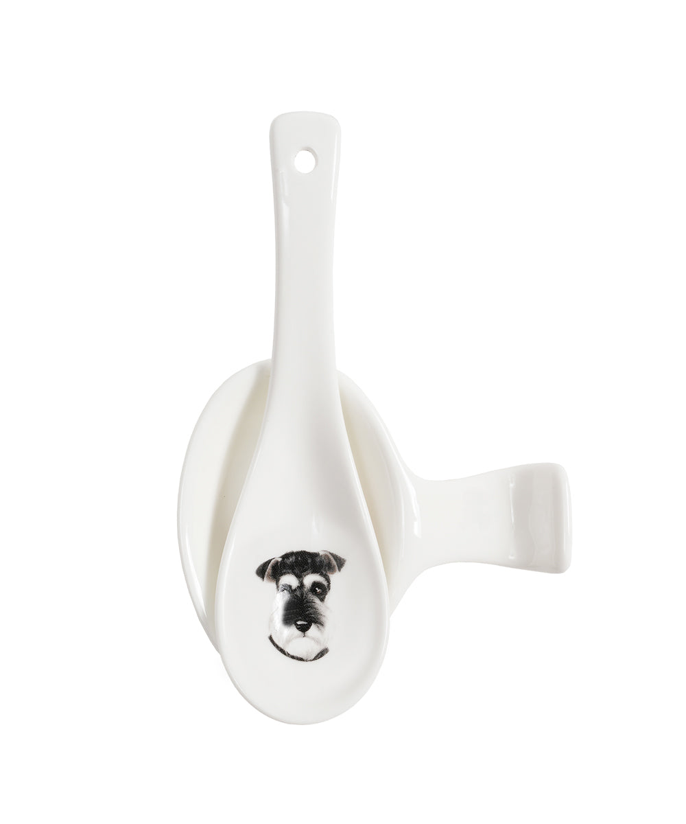 Pet Portrait Porcelain Spoon & Rest Set - Schnauzer