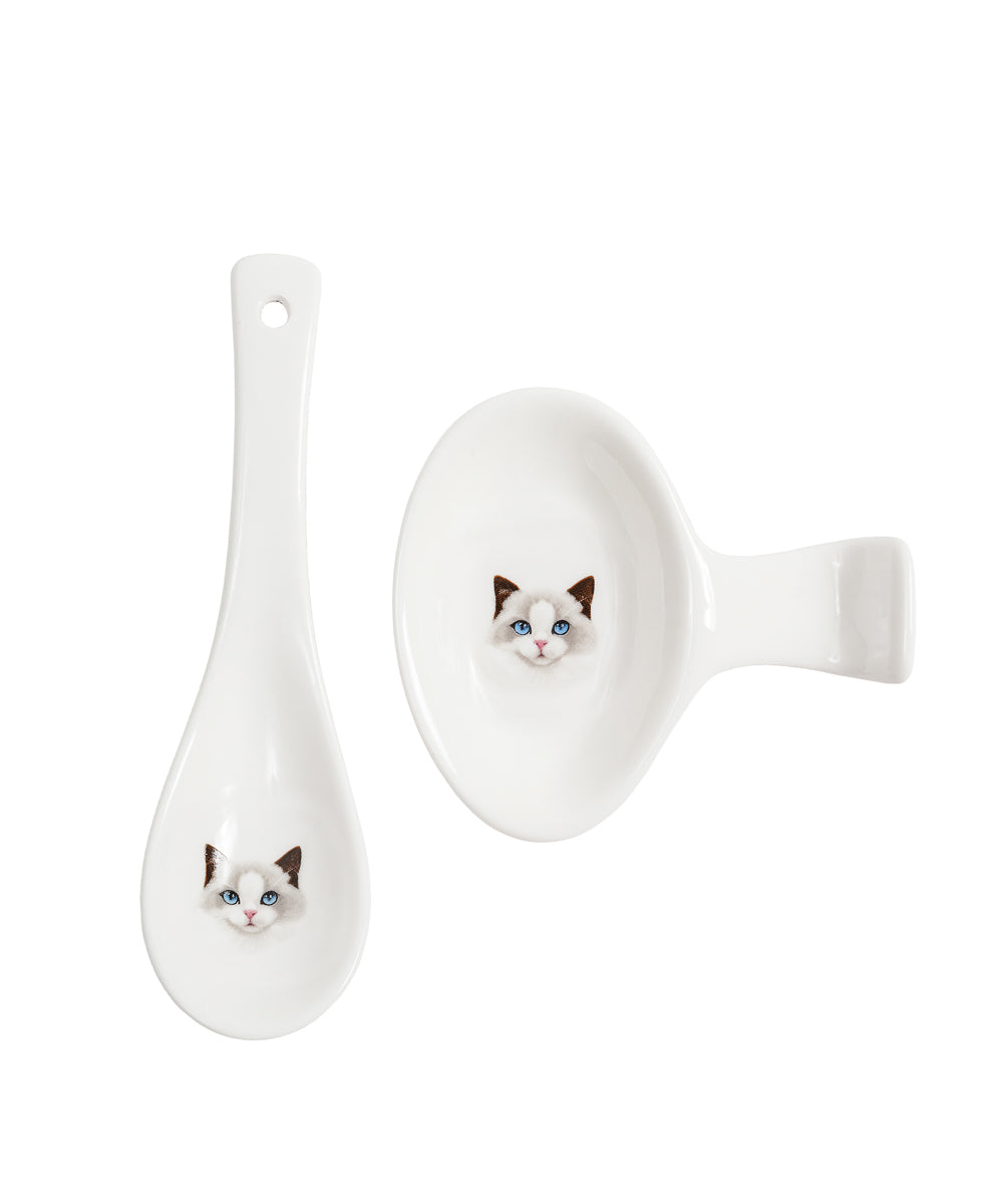 Pet Portrait Porcelain Spoon & Rest Set - Ragdoll
