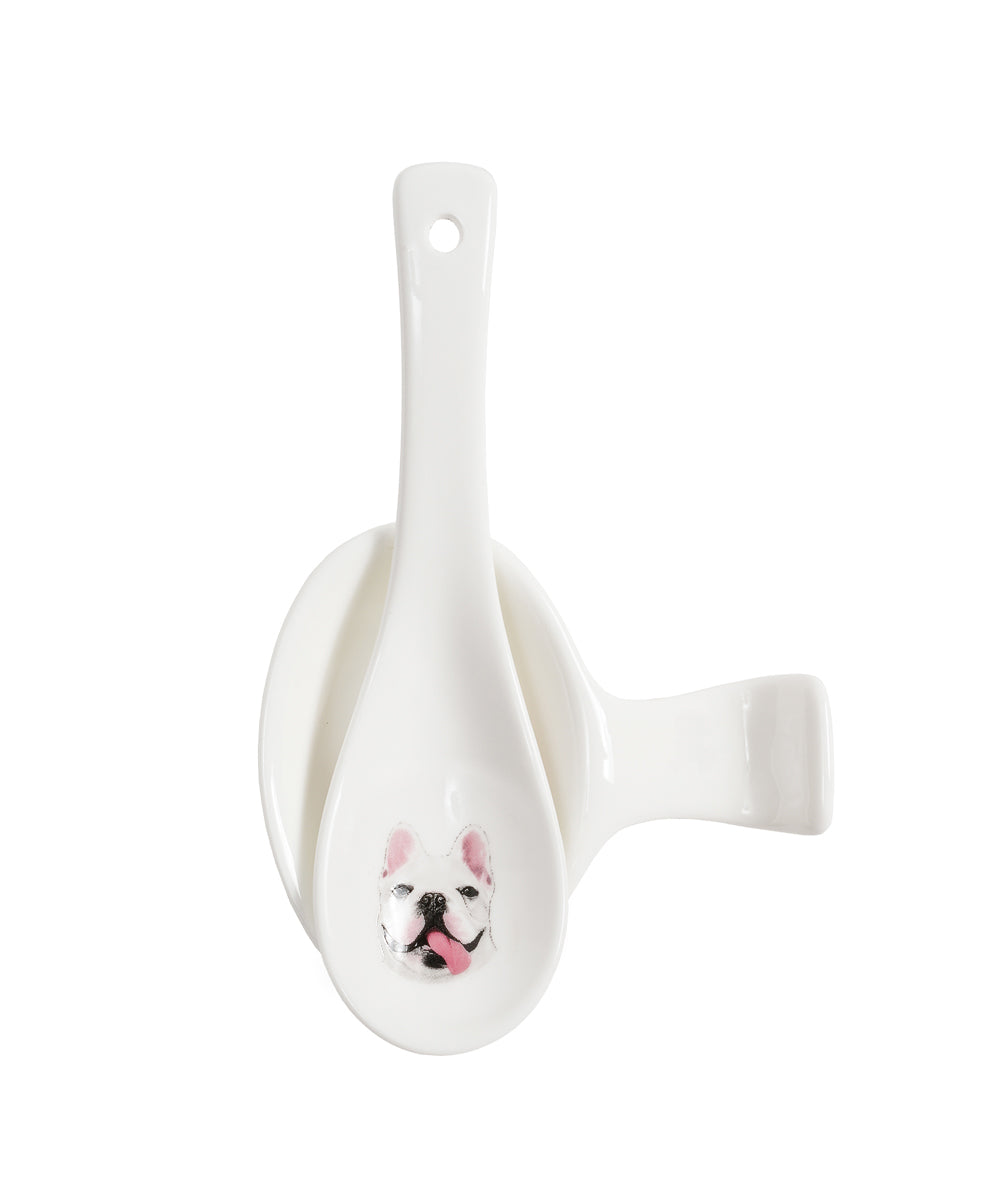 Pet Portrait Porcelain Spoon & Rest Set - French Bulldog