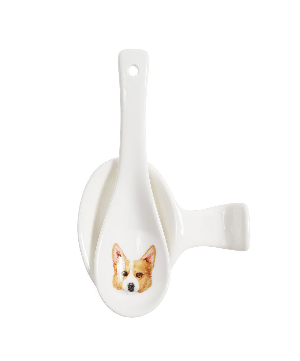 Pet Portrait Porcelain Spoon & Rest Set - Corgi