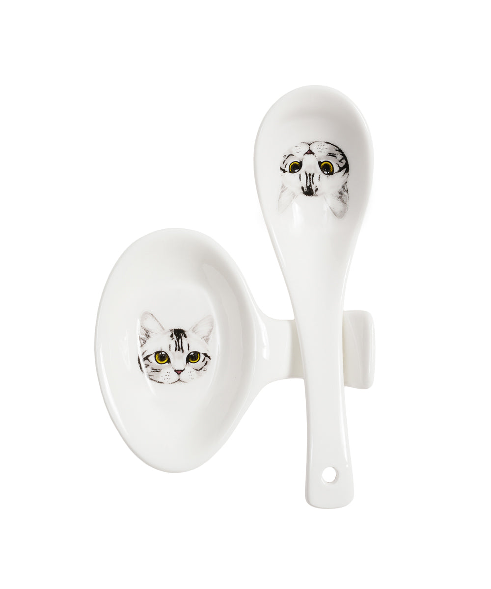 Pet Portrait Porcelain Spoon & Rest Set - American Shorthair