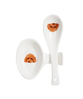 Poodle(Red) Porcelain Spoon And Rest