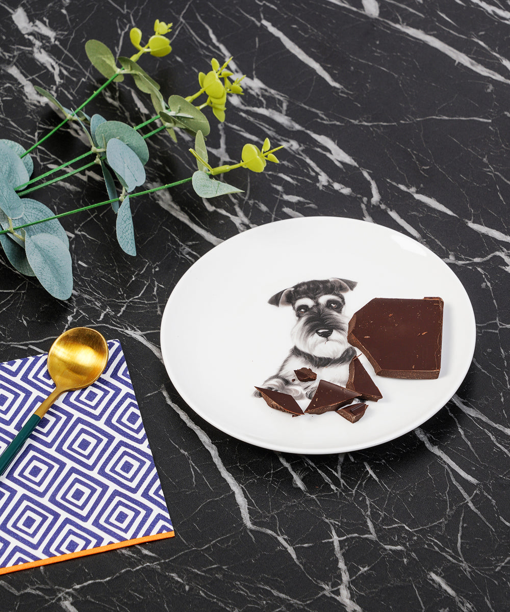 Pet Portrait Porcelain Dinnerware 11-Piece Set - Schnauzer