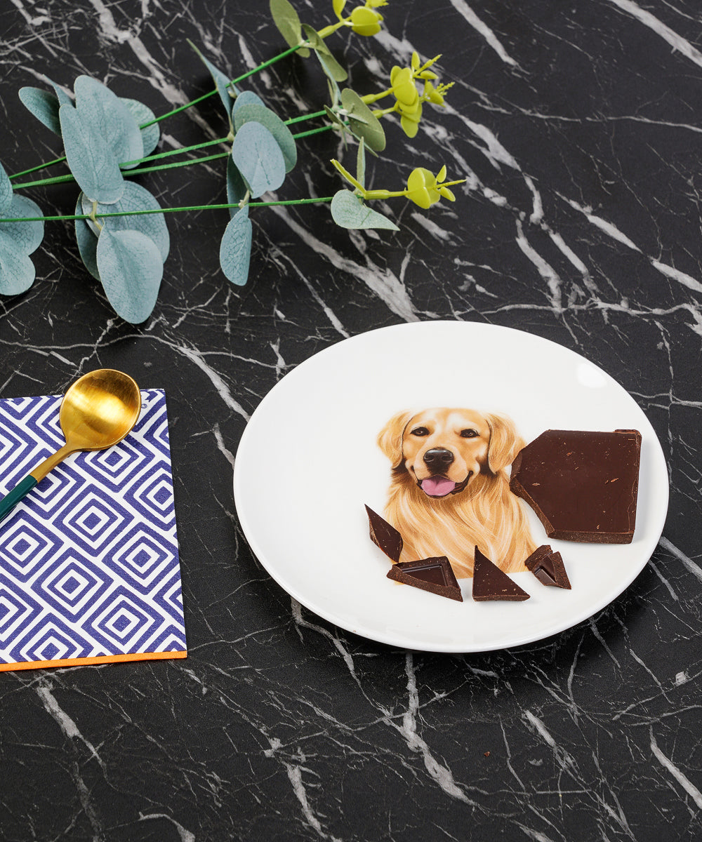 Pet Portrait Porcelain Middle Print 6" Plate - Golden Retriever