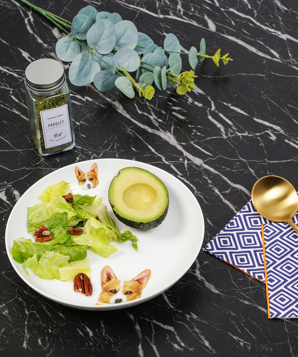 Pet Portrait Porcelain Dinnerware 11-Piece Set - Corgi