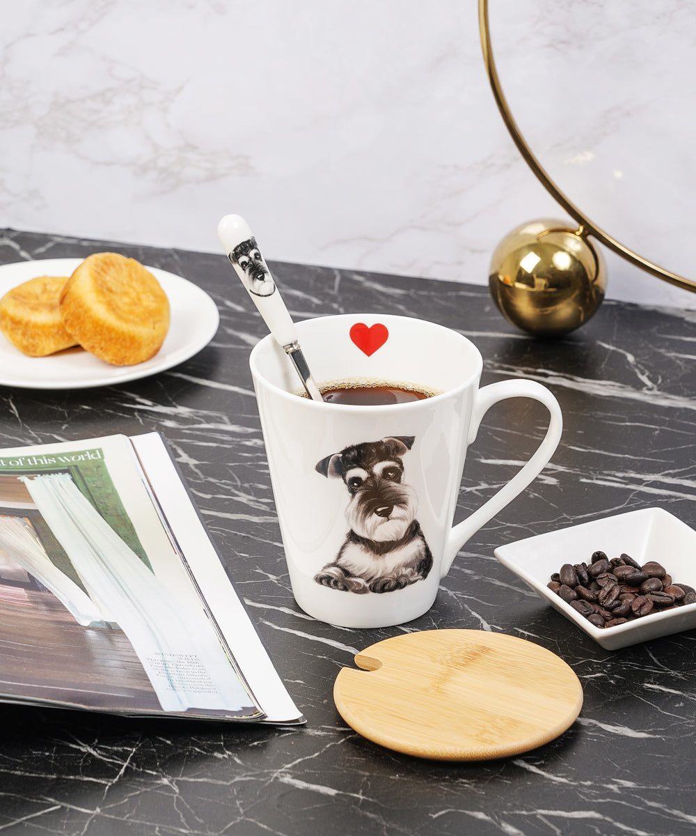 Pet Portrait Porcelain Dinnerware 11-Piece Set - Schnauzer