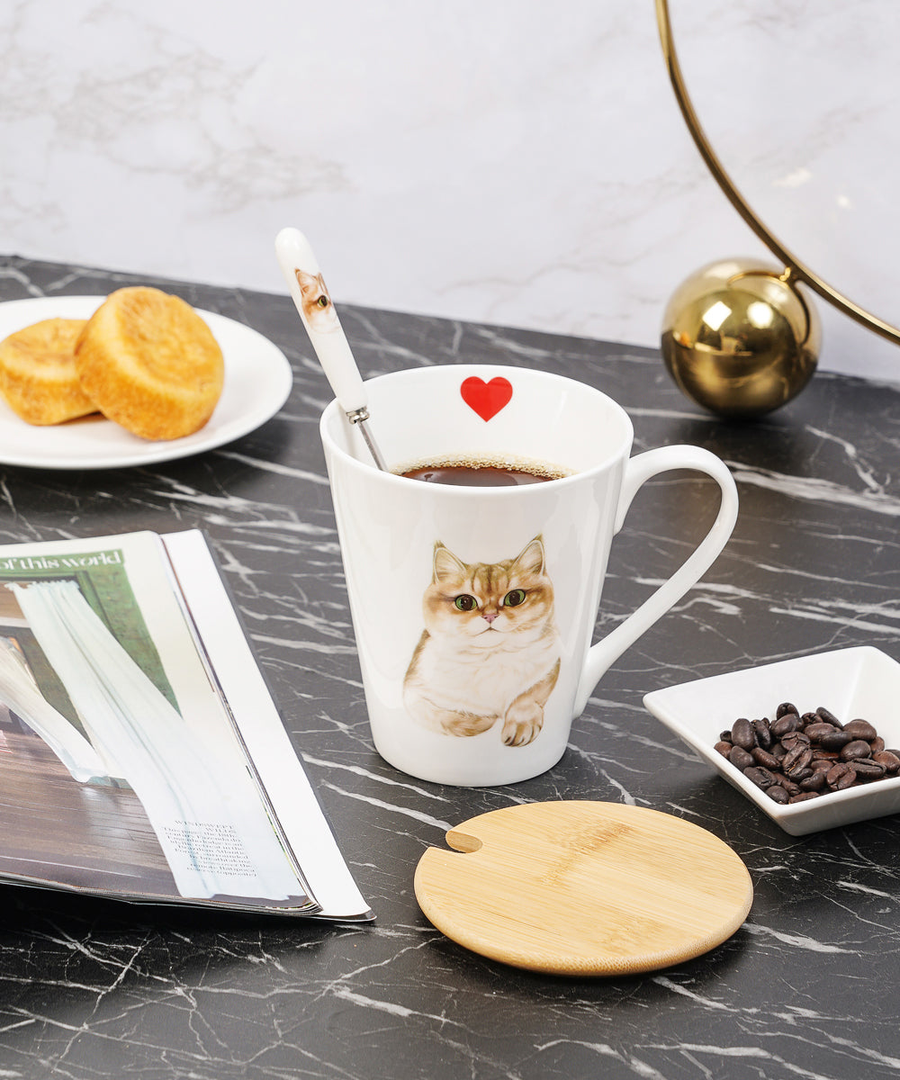 Pet Portrait Porcelain Dinnerware 11-Piece Set - British Shorthair(Golden)