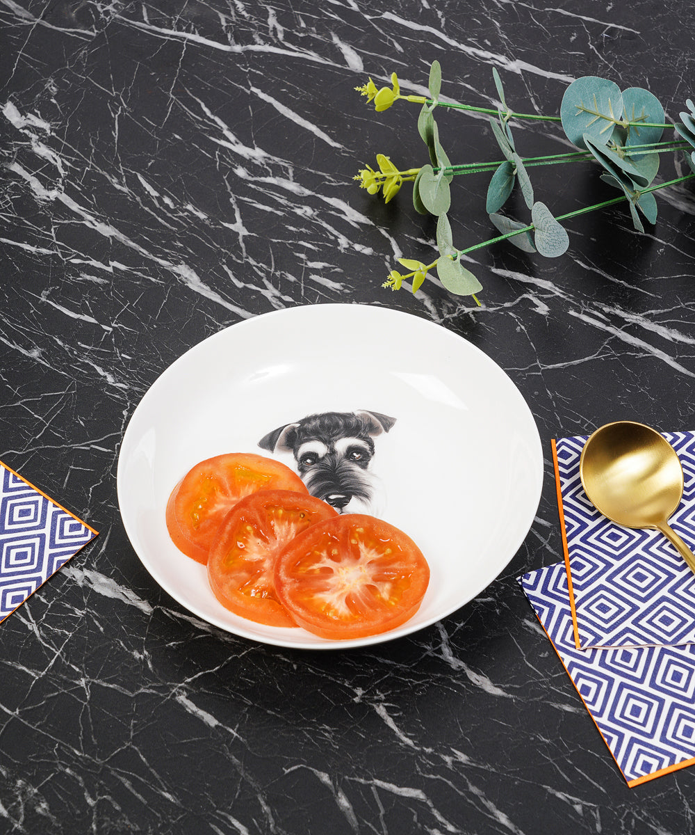 Pet Portrait Porcelain Dinnerware 11-Piece Set - Schnauzer