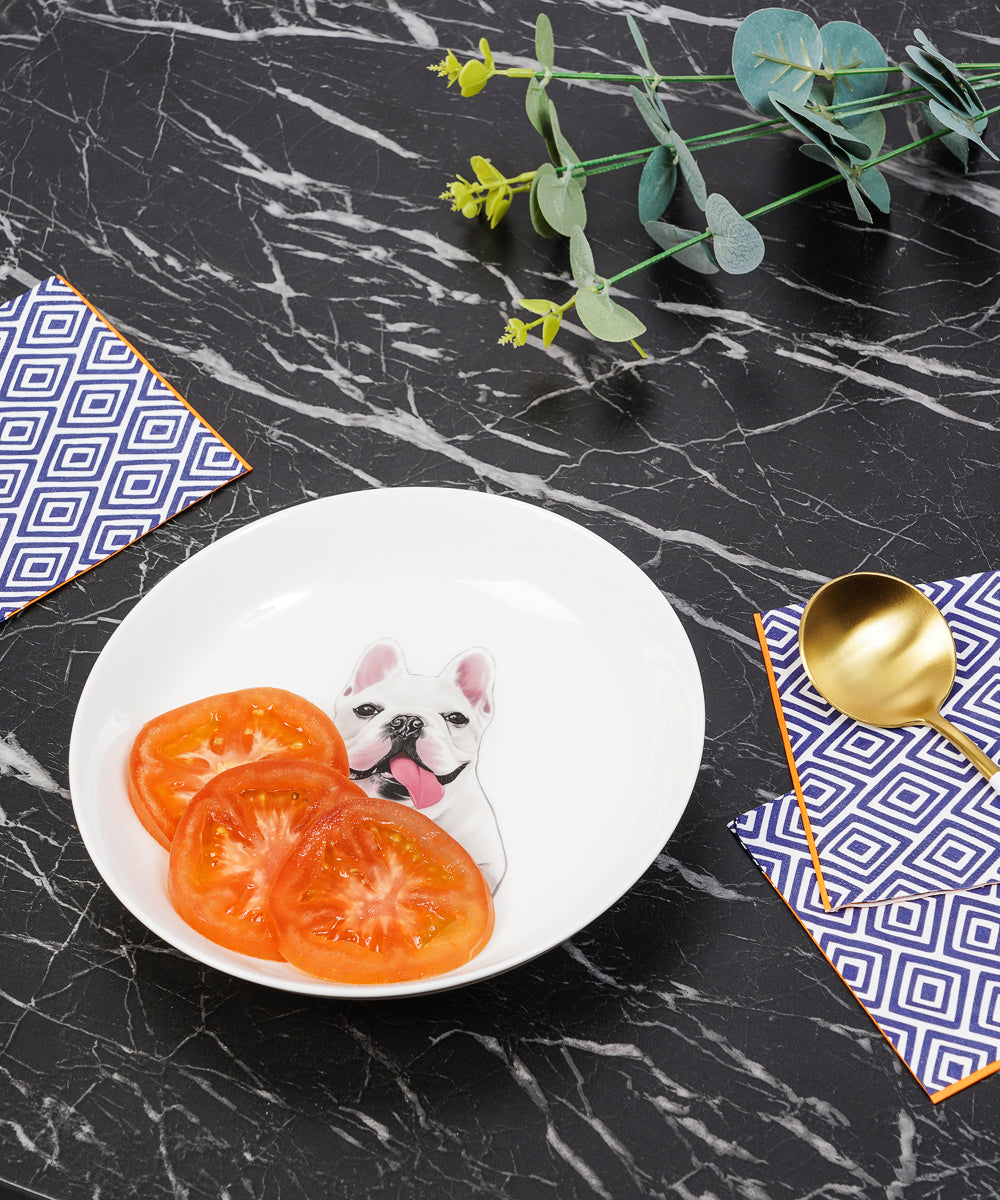 Pet Portrait Porcelain Dinnerware 11-Piece Set - French Bulldog