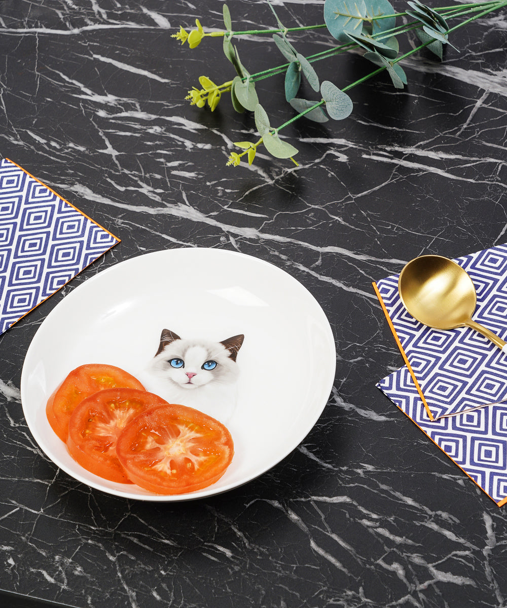Pet Portrait Porcelain Dinnerware 11-Piece Set - Ragdoll