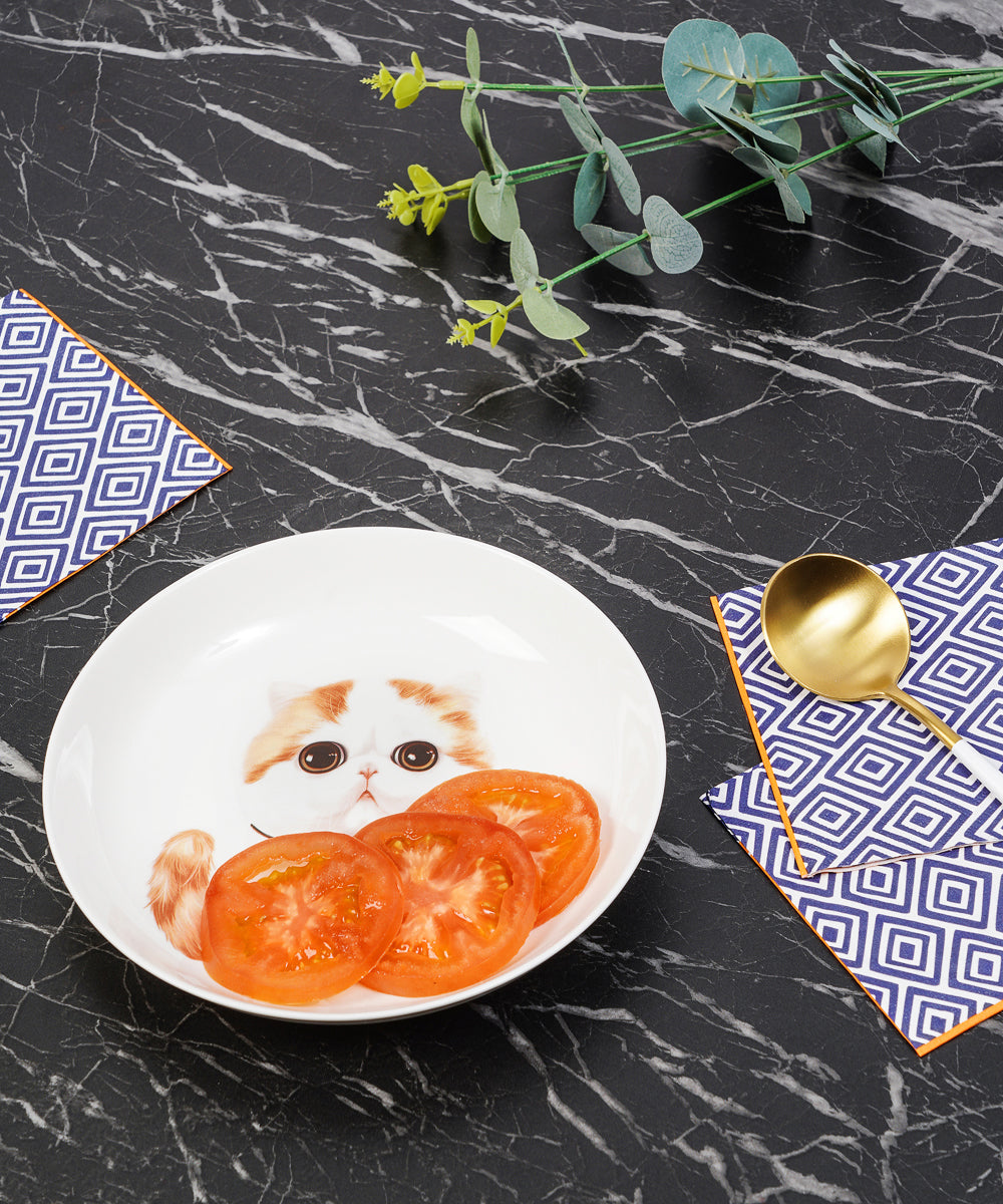 Pet Portrait Porcelain Dinnerware 11-Piece Set - Exotic Shorthair