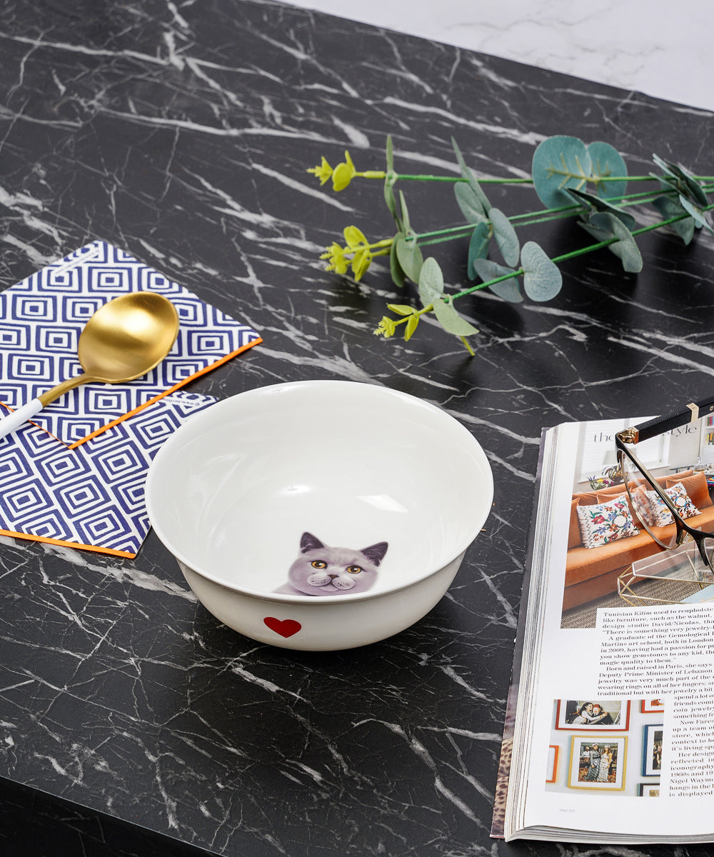 Pet Portrait Porcelain Dinnerware 11-Piece Set - Chartreux