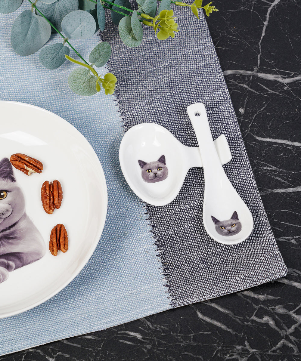 Pet Portrait Porcelain Spoon & Rest Set - Chartreux