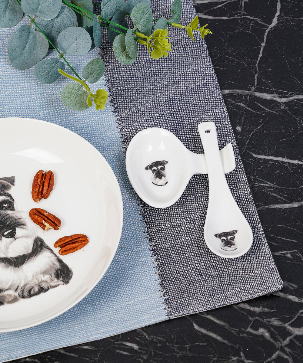 Pet Portrait Porcelain Dinnerware 11-Piece Set - Schnauzer