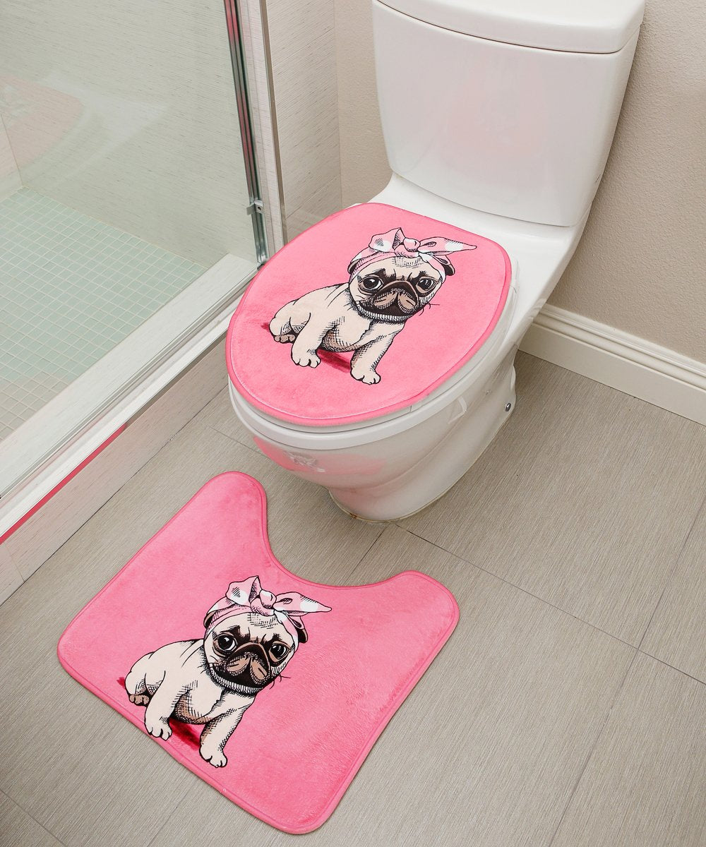 Pug Bathroom Set in bathroom