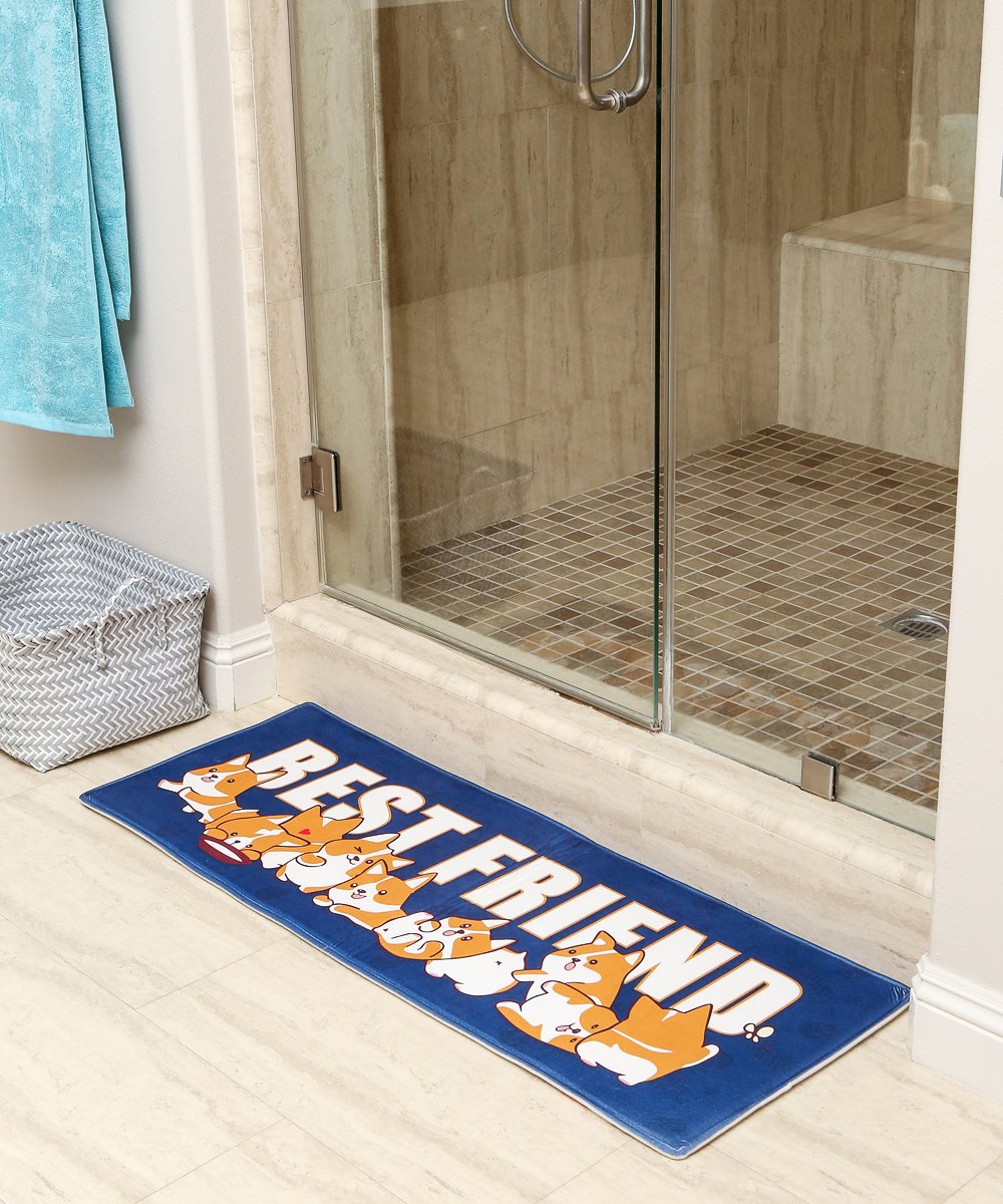 Corgi Friends Long Mat on bathroom floor
