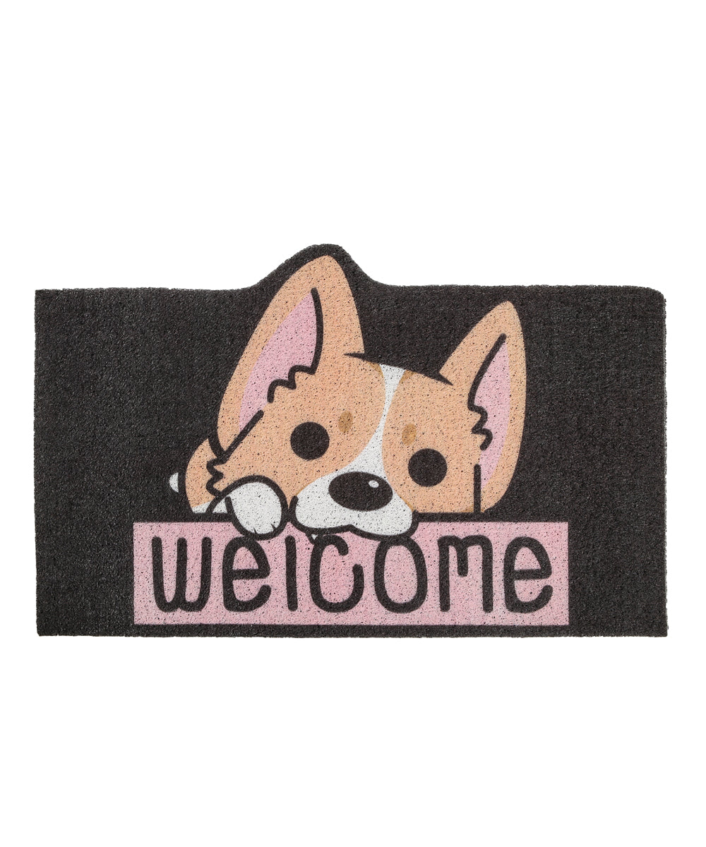 Black and Pink Corgi Non-slip Outdoor Doormat