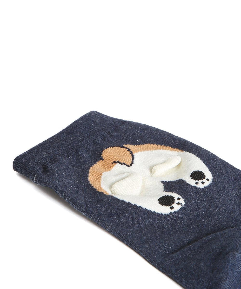 Navy Blue Corgi 3D Butt Socks Close up