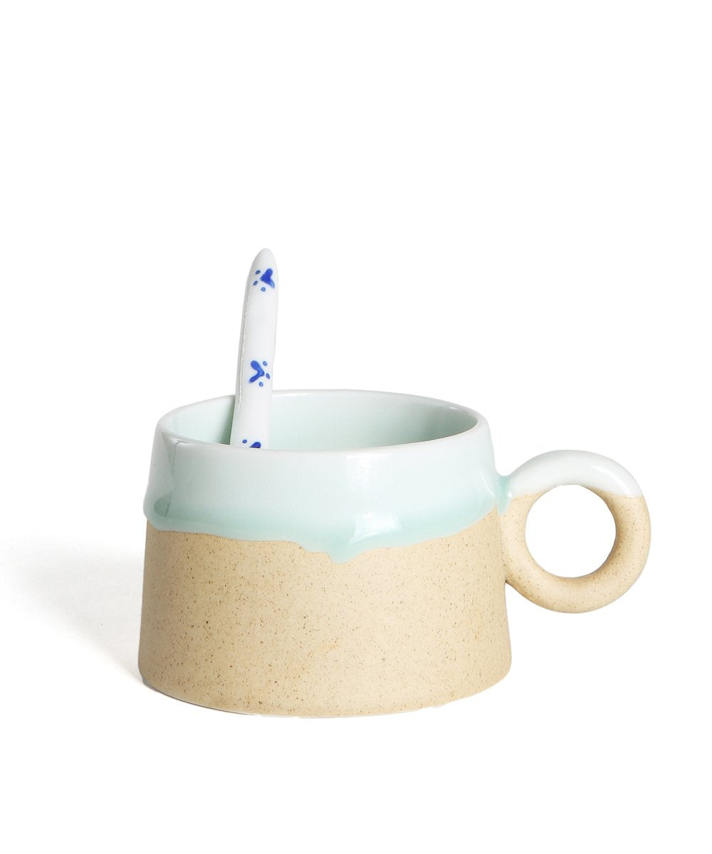 Handmade Chinaware Sitting Corgi Mug with spoon