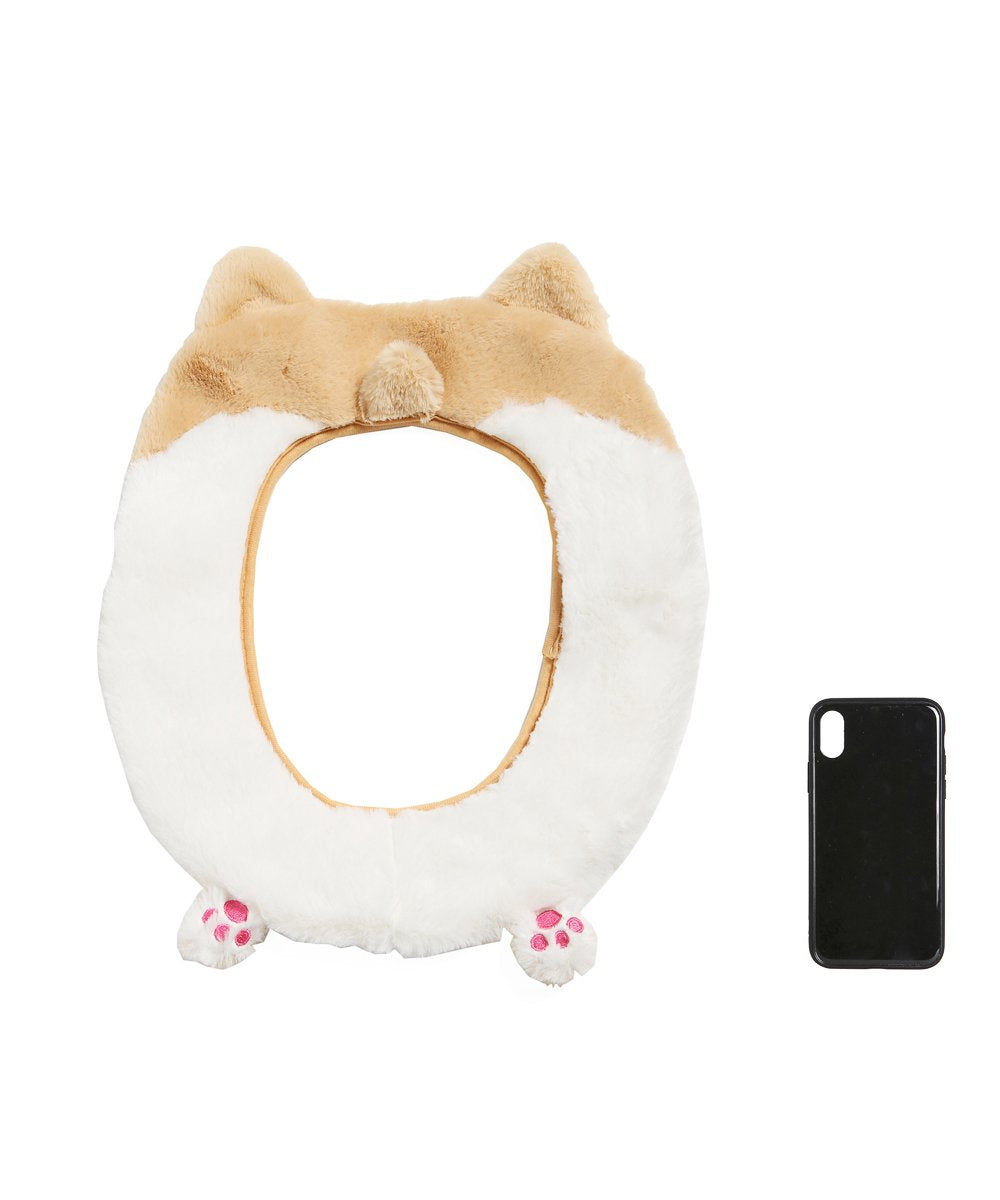 Corgi Butt Toilet Seat Cover next to phone for size comparison