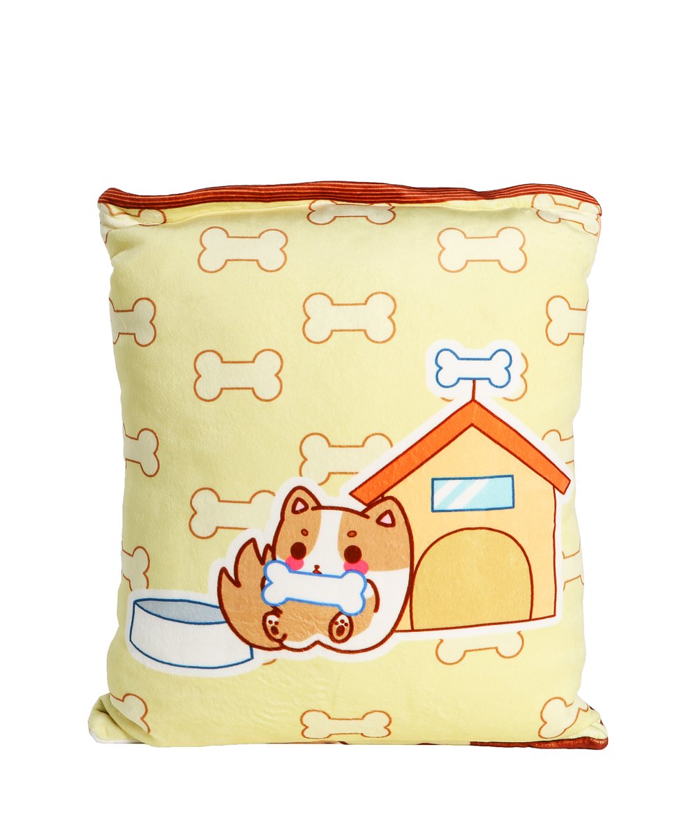 Corgi Snacks Soft Pillow back view