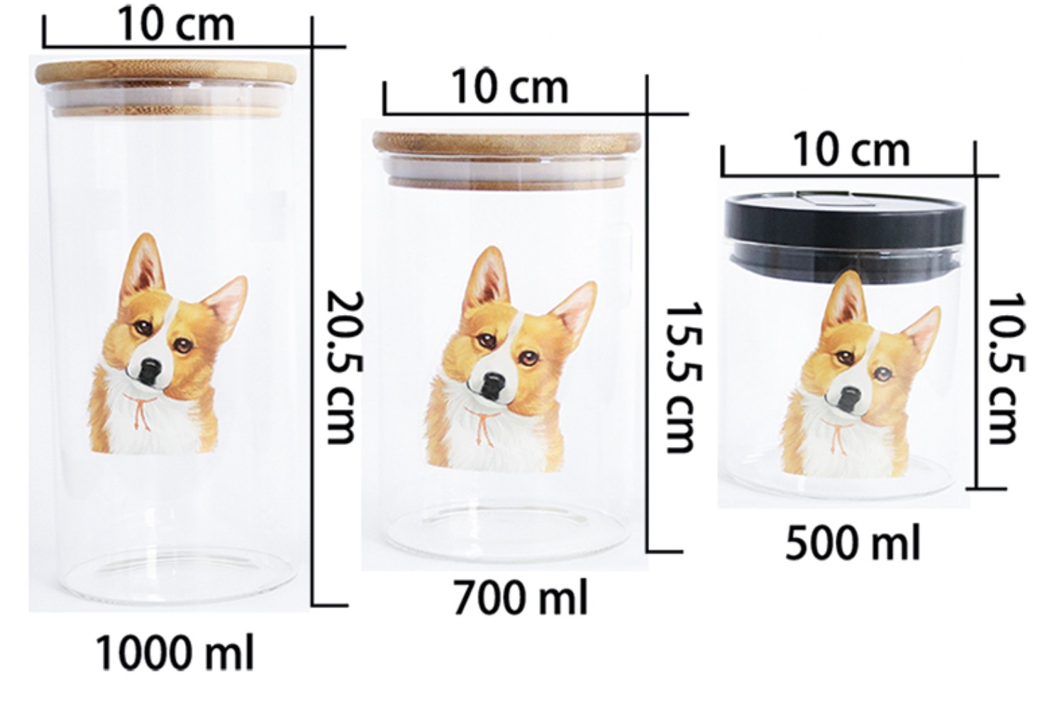 Corgi Air-tight Treat/Food Container measurements