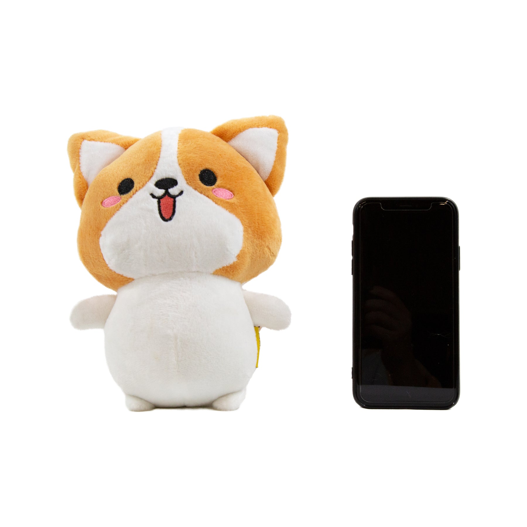Corgi Plushy Large Size Next To Cell Phone For Size Comparison