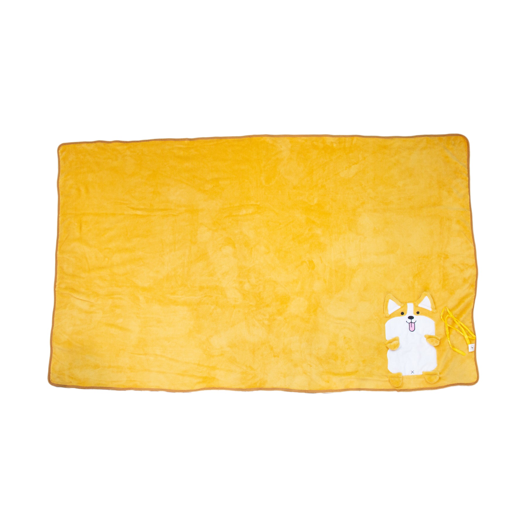 Corgi Plushy Blanket unfolded
