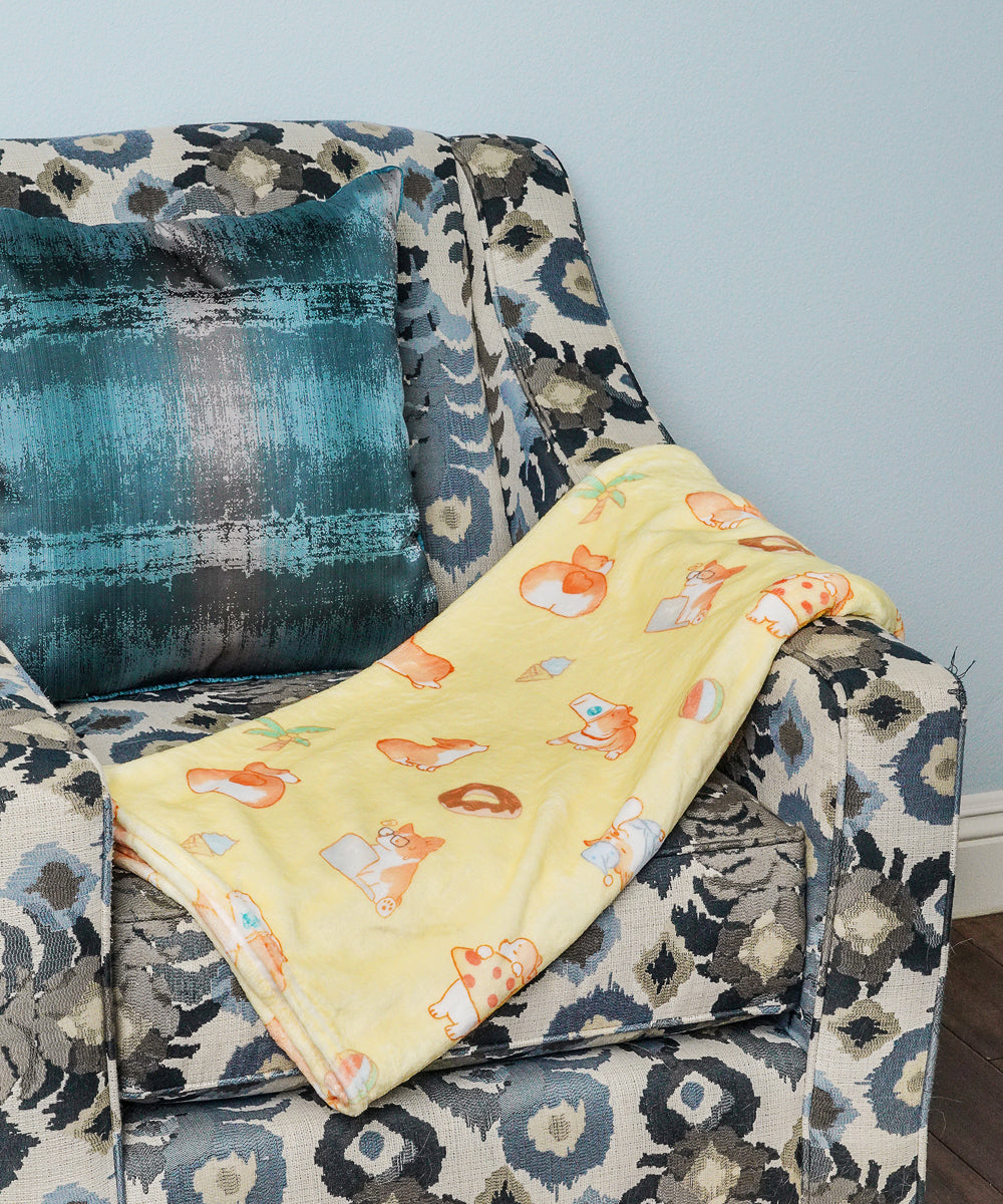 Super Soft Corgi Fleece Blanket