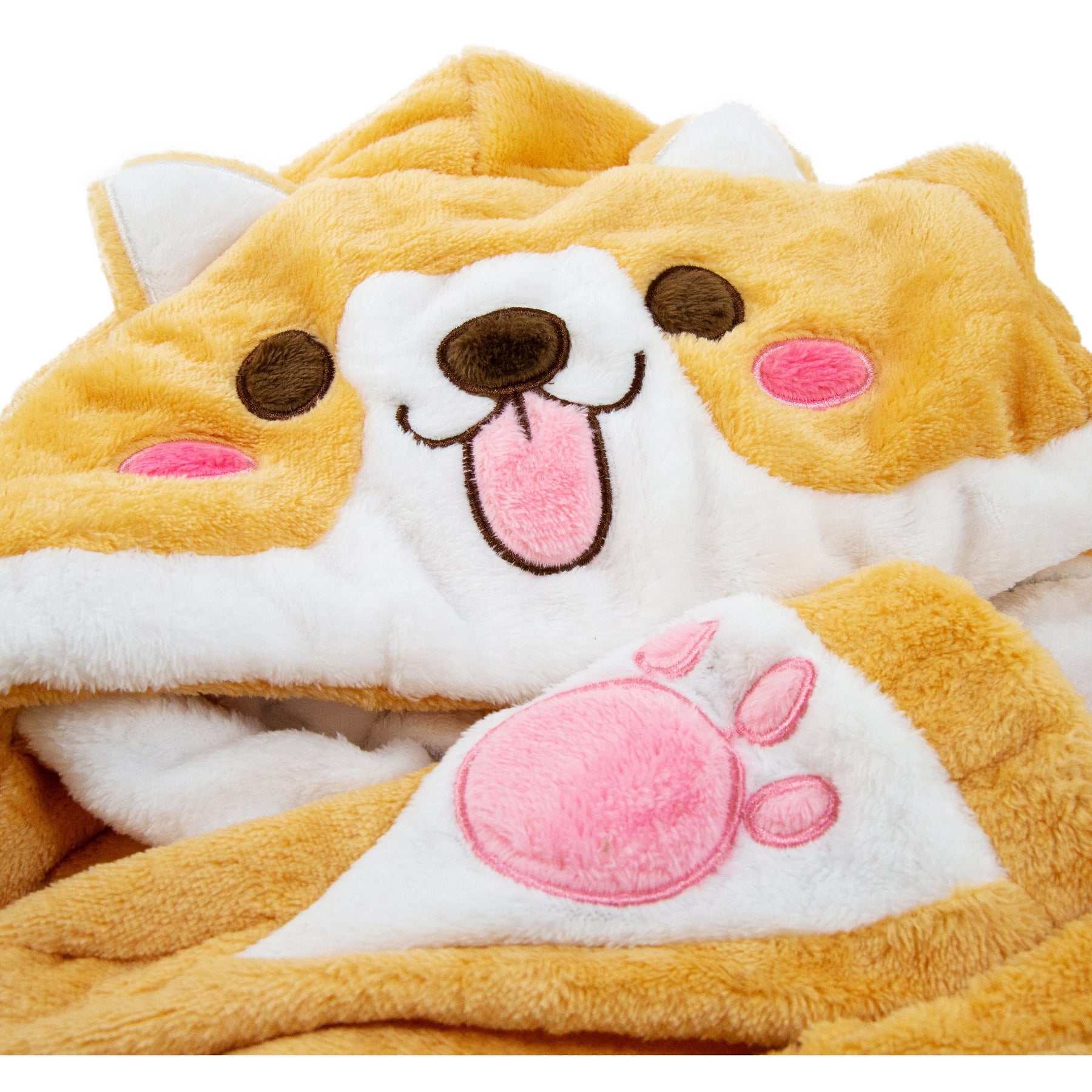 Super Soft Flannel Corgi One Piece Pajama Close Up Of Corgi Face Hood