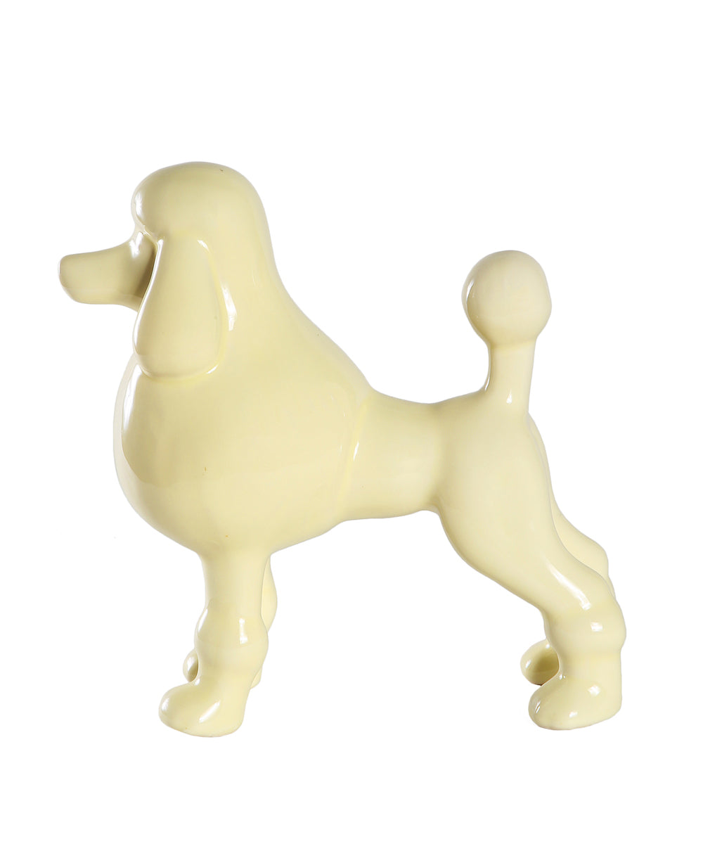 Yellow Standing Poodle Ceramic Pet Statue Side View