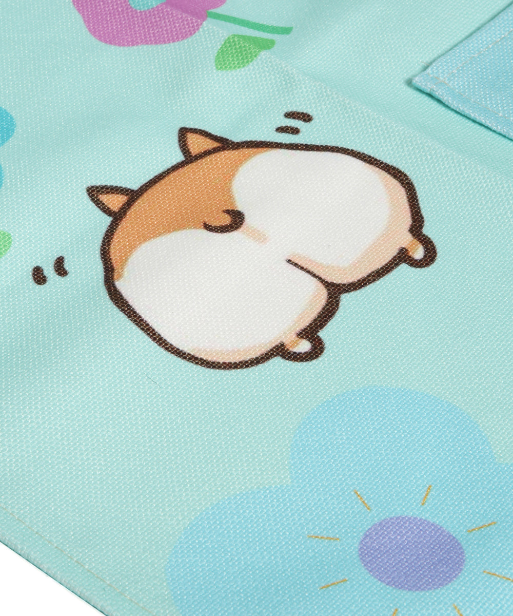Super cute Unique Colorful Corgi with Fun Apron close up
