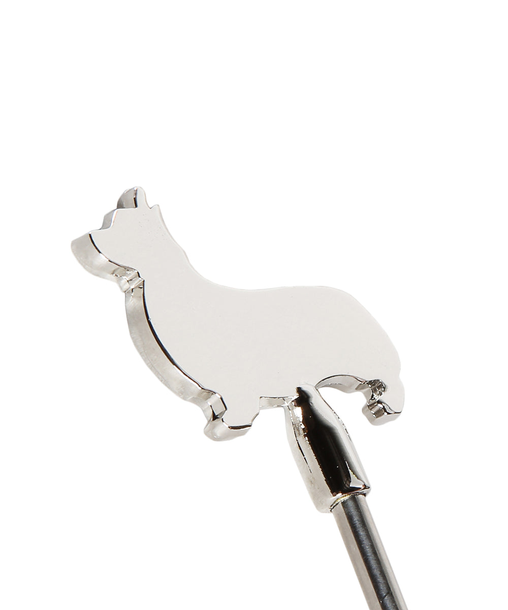 Silver Corgi Stir Stick close up