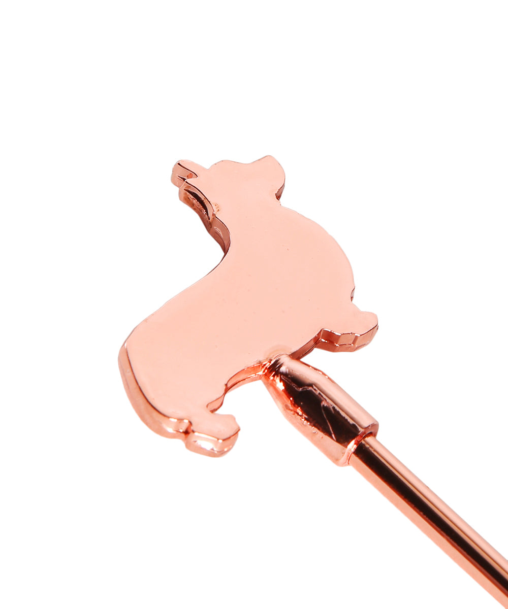 Rose Gold Corgi Stir Stick close up