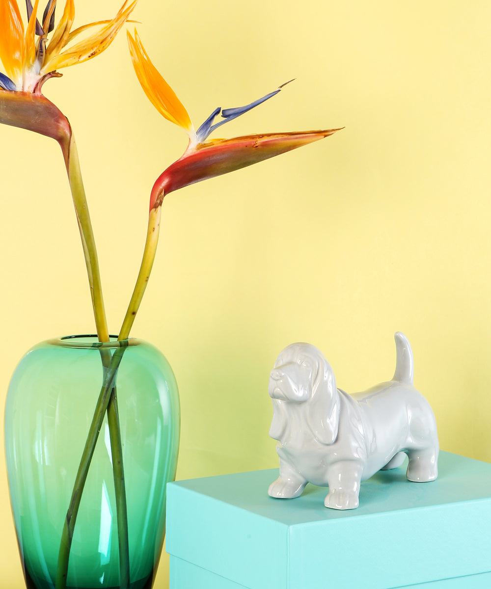 Standing Basset Hound Ceramic Statue, Custom Pet Statue