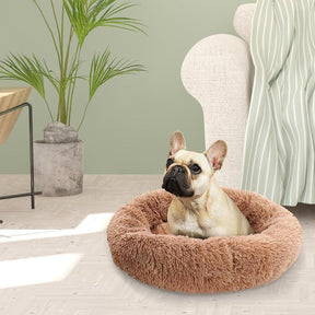 1 Piece Donut Shape Round Dog Bed, Machine Washable Fluffy Plush Dog Bed For Winter, Dog & Cat Furniture