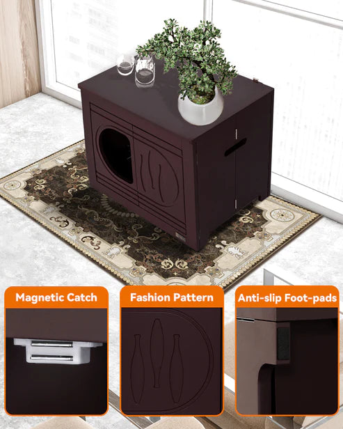 [PETSFIT]-Collapsible Litter Box Enclosure, No Assembly Needed