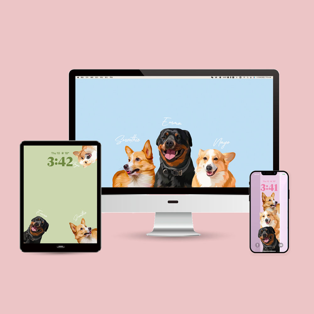 Hand-Drawn Custom Screen Wallpaper Unique To Your Pet