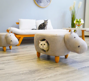 【ZEZE】Baby Hippo Soft Footstool Cat House