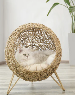 【ZEZE】Bird Nest KITTY STAND CHAIR(Seagrass Woven basket/House/Cave/Perch/Plant Basket/furniture)