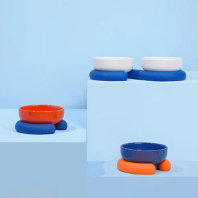 [W-PETZONE]-Modern Circle Pet Bowls Set