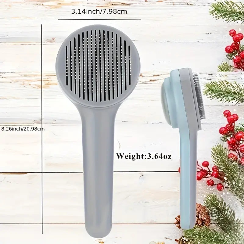 1 Piece Colorblock Pet Hair Comb, Pet Hair Cleaning Brush with Shedding Button, Cat Brush Pet Hair Removal Brush, Grooming and Massaging Comb for Cats and Dogs, Pet Hair Detangling Comb for Kittens, Dog Hair Grooming Comb