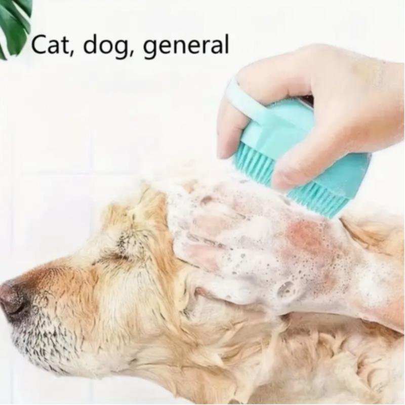 2pcs Pet Bath Brush & Quick-dry Towel Set, Cat & Dog Massage Brush With Shampoo Dispenser, Pet Bathing Set