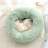 1 Piece Round Fluffy Plush Cat Bed, Comfy Pet Sleeping Bed, Autumn and Winter Warm Pet Bed, Dog & Cat Furniture, Pet Supplies