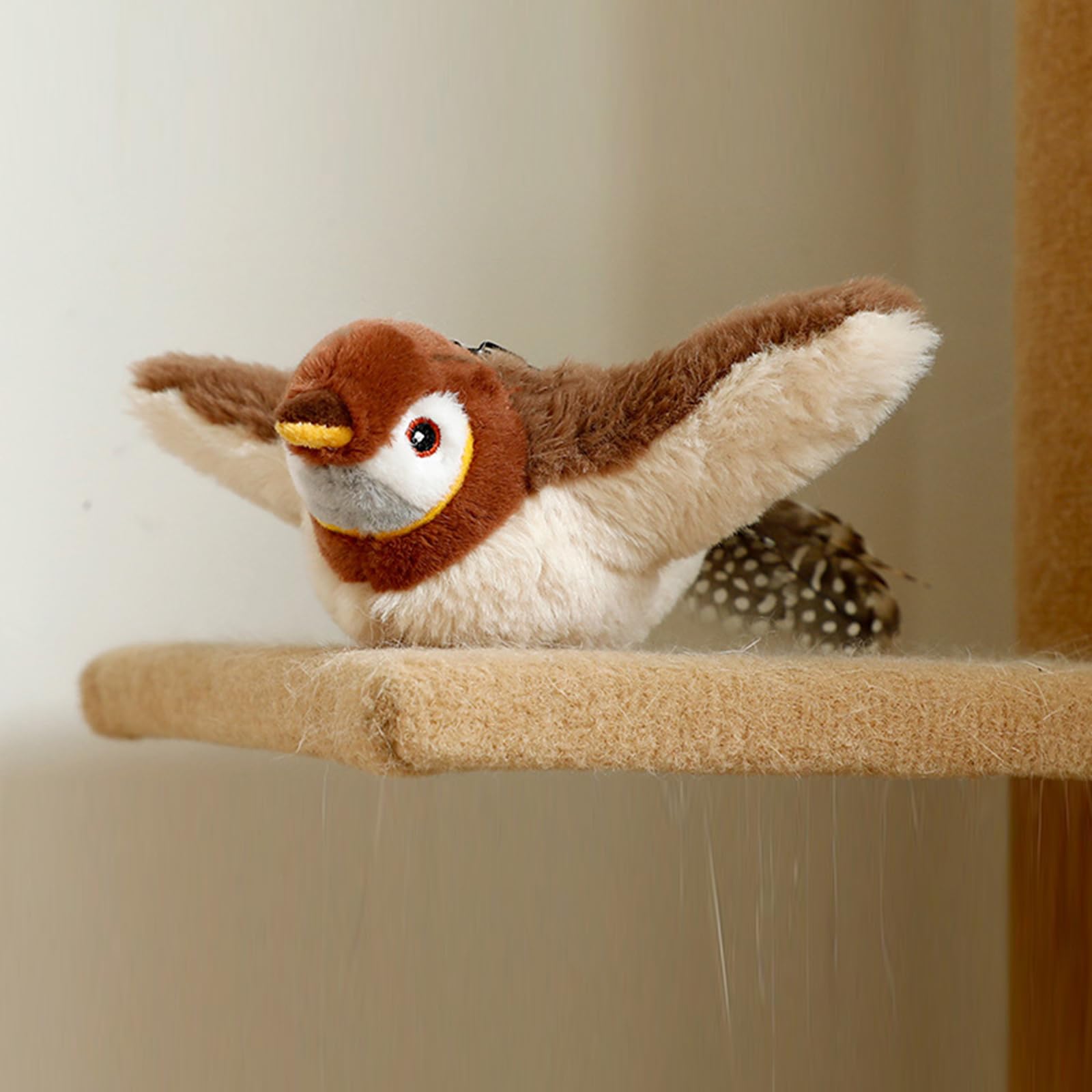 Pet Plush Electric Toy Simulated Animal Sound Toy-Brown Sparrow