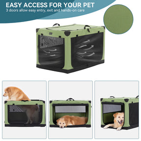 [Petsfit]-Portable Soft Collapsible Dog Crate(L-Green)