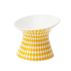[W-petzone]-Rhombus Ceramic Pet Feeder Bowl